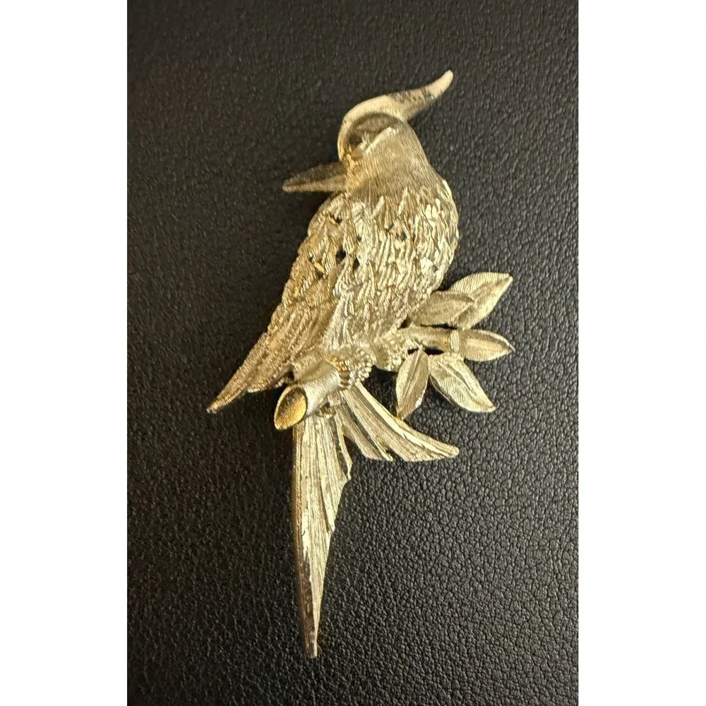Vintage Bird Brooch Lot Enamel Parrot Cockatoo Gold Silver Tone 4pc